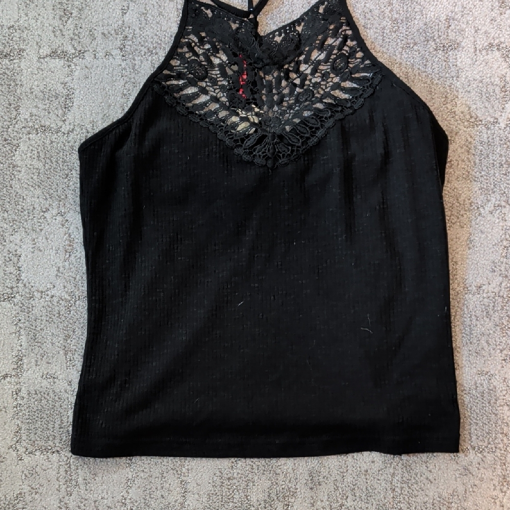 Hem & Thread  Black Lace Halter Top
